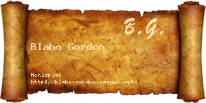 Blaho Gordon névjegykártya